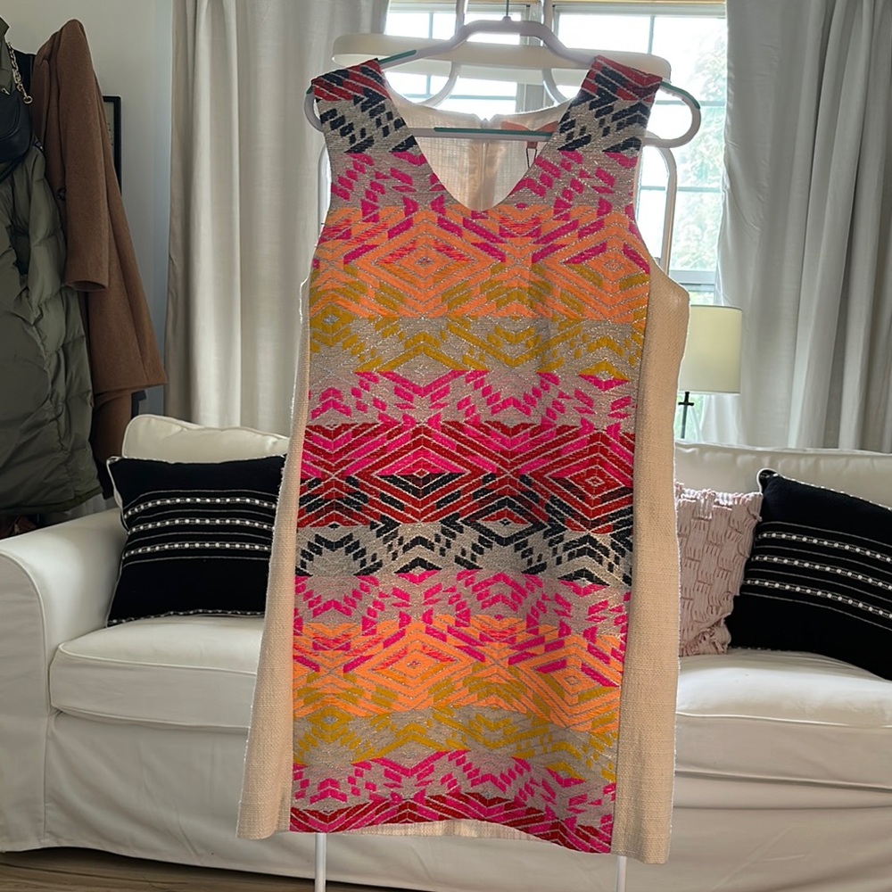 Vilagallo Orange Pink Sheath Mini Dress